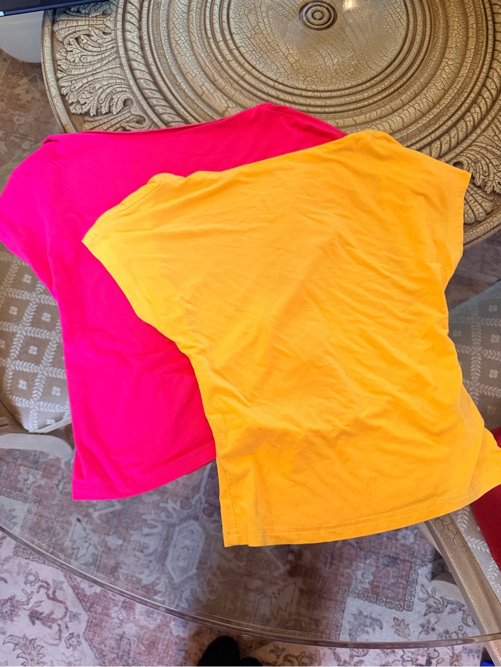 Classy Short Sleeve Backless Tee Duo - Hot Pink & Bright Yellow